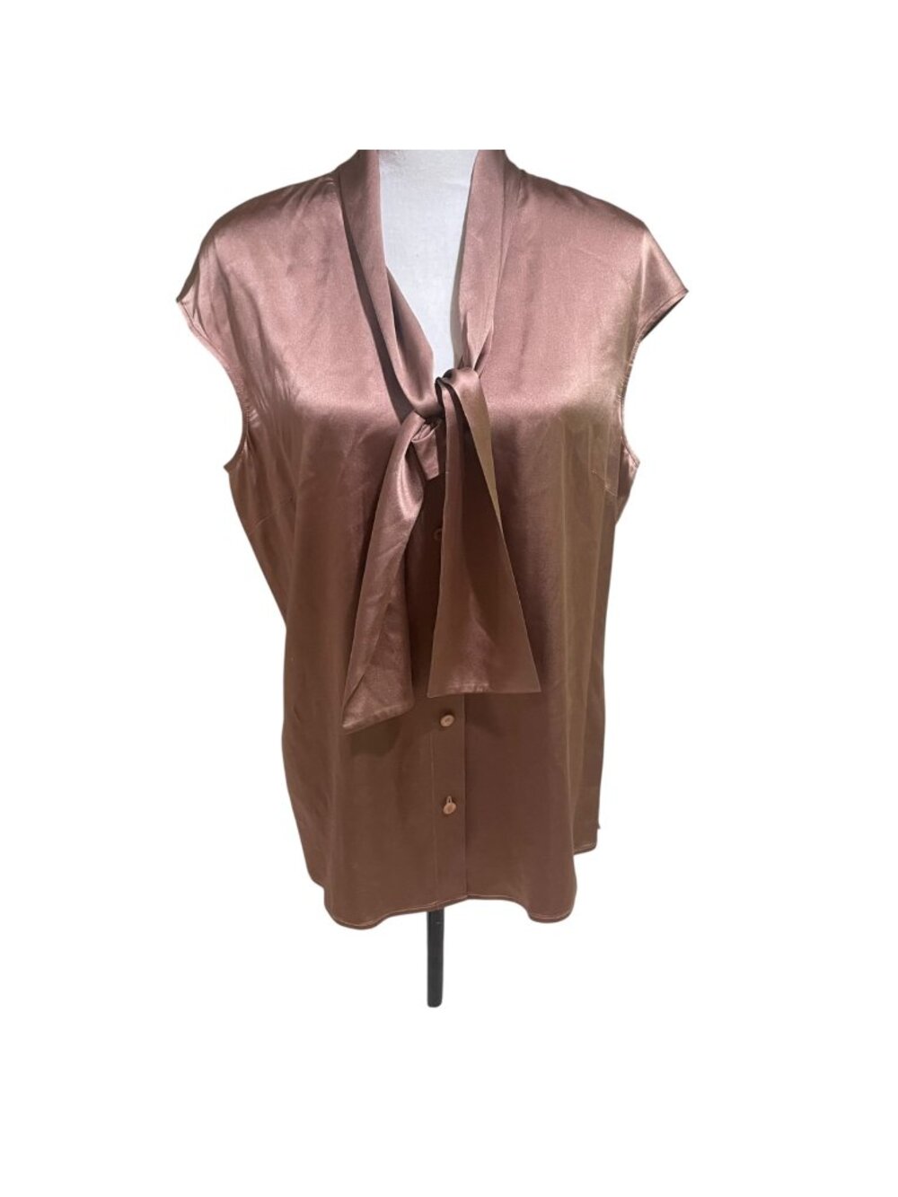 St.John silk bow neck sleeveless blouse